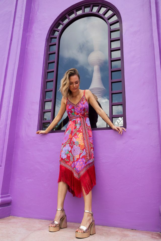 Nine Lives Bazaar - Holly Midi Dress - Royal Rouge