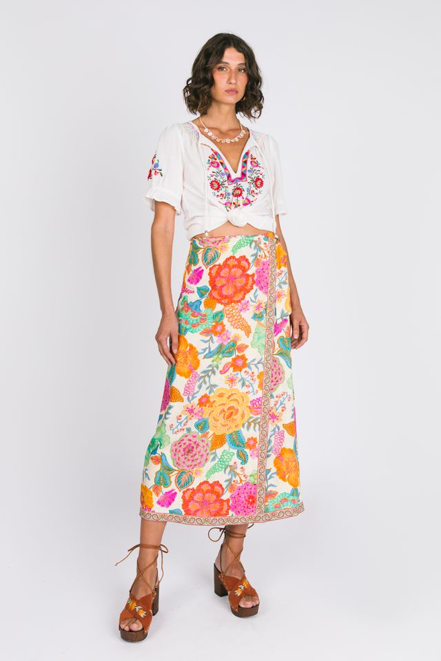 Nine Lives Bazaar - Barefoot Midi Skirt - White Sands