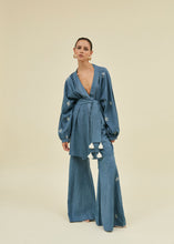Load image into Gallery viewer, Kinga Csilla - Serpentine Embroided Linen Robe Dress
