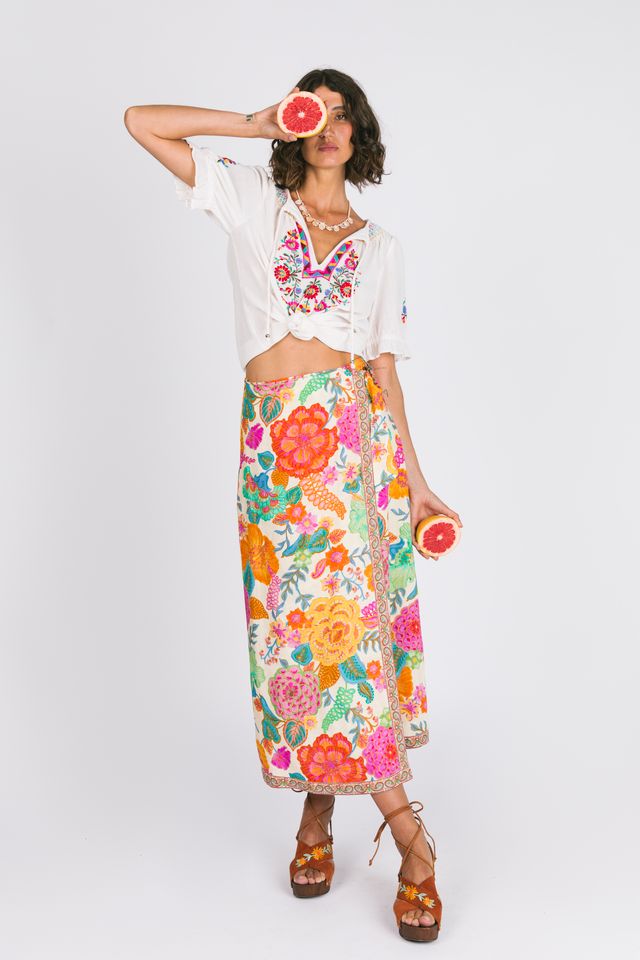 Nine Lives Bazaar - Barefoot Midi Skirt - White Sands