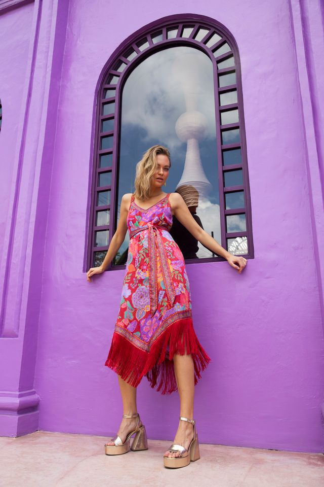 Nine Lives Bazaar - Holly Midi Dress - Royal Rouge