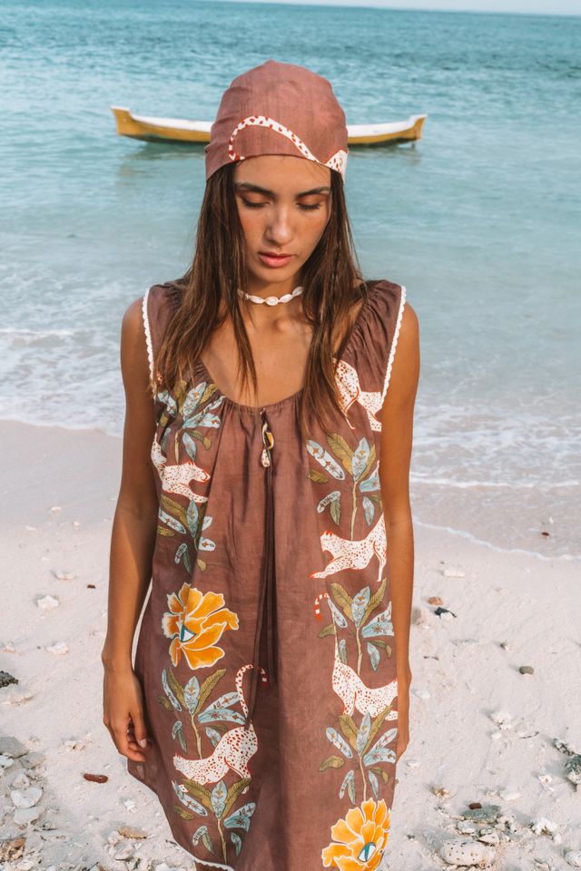 Wandering Folk - Eye of the Jungle Mini Dress - Dune