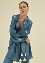 Load image into Gallery viewer, Kinga Csilla - Serpentine Embroided Linen Robe Dress
