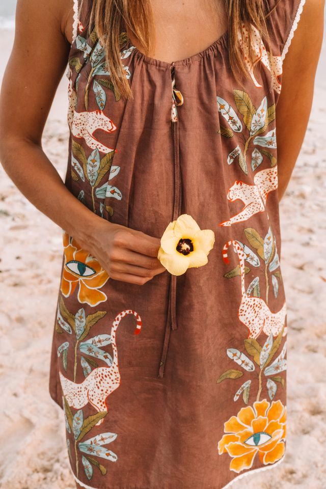 Wandering Folk - Eye of the Jungle Mini Dress - Dune