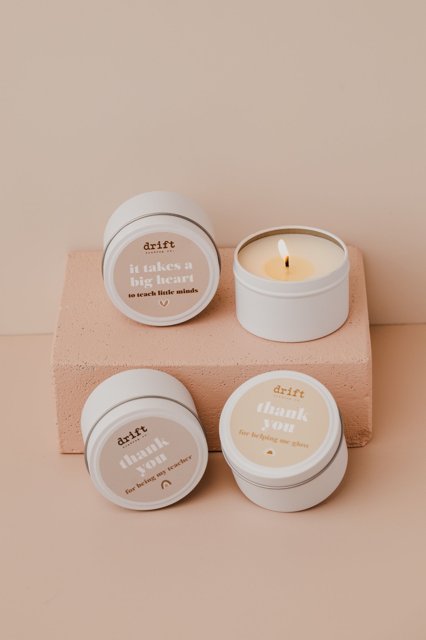 Drift - White Tin Candle - Quote Candles - Teacher & Christmas
