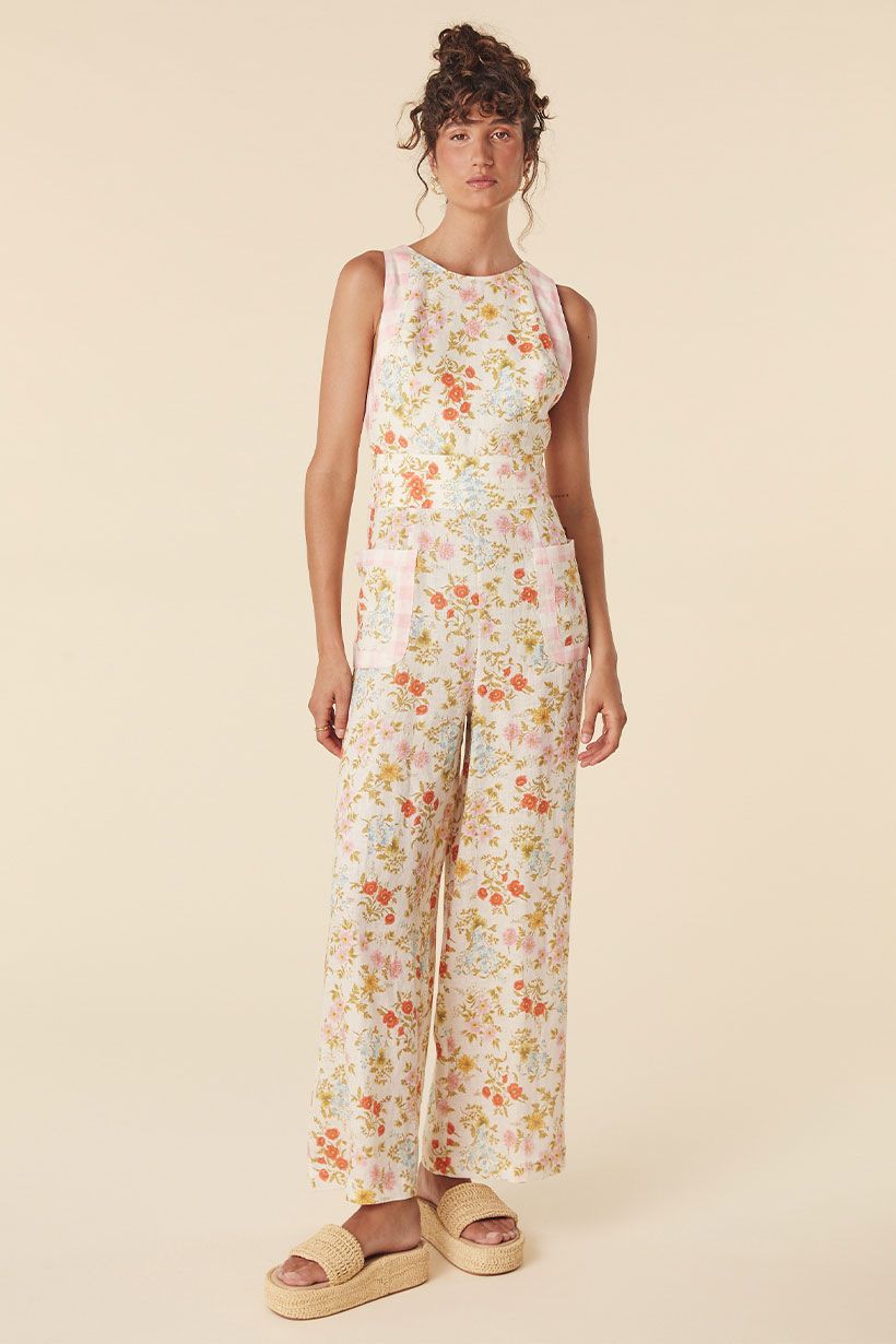 Spell - Flora Linen Jumpsuit - Pastel