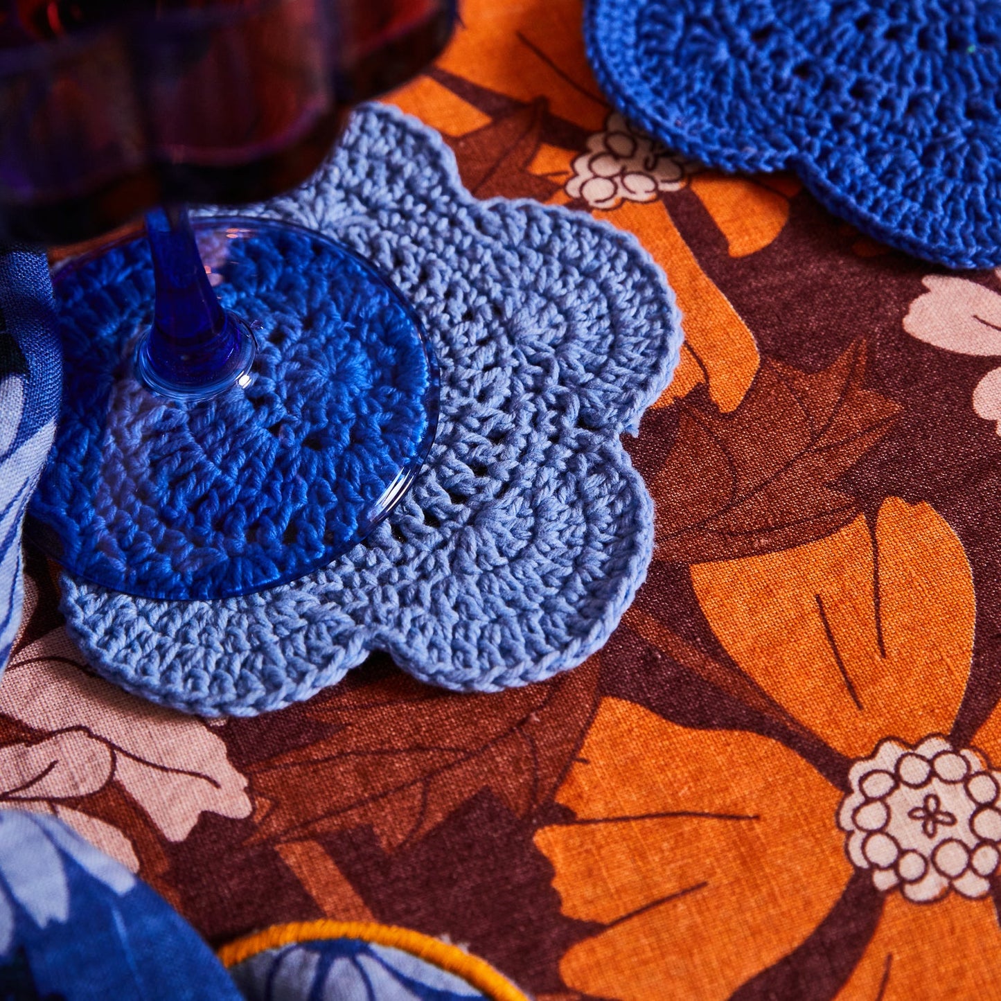 Sage X Clare - Chumo Crochet Coaster Set - Lapis