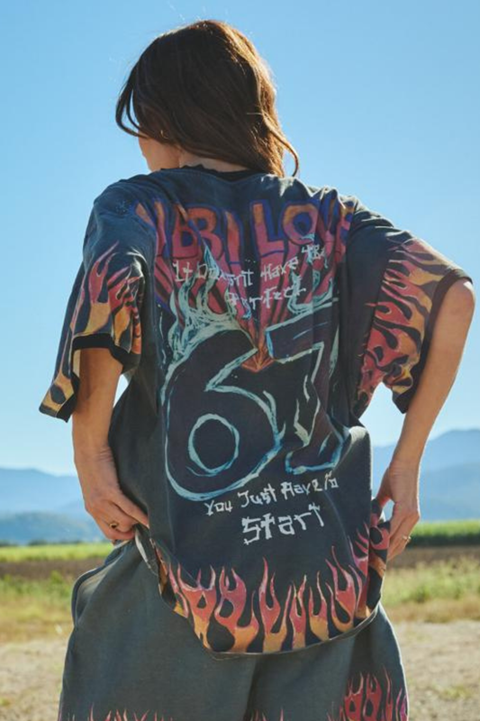 Sabbi - The Very Oversized Flaming Prism Tee - Black