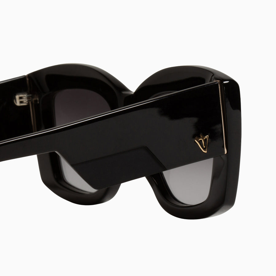Valley Eyewear - Coltrane - Gloss Black w. Gold Metal Trim / Black Gradient Lens