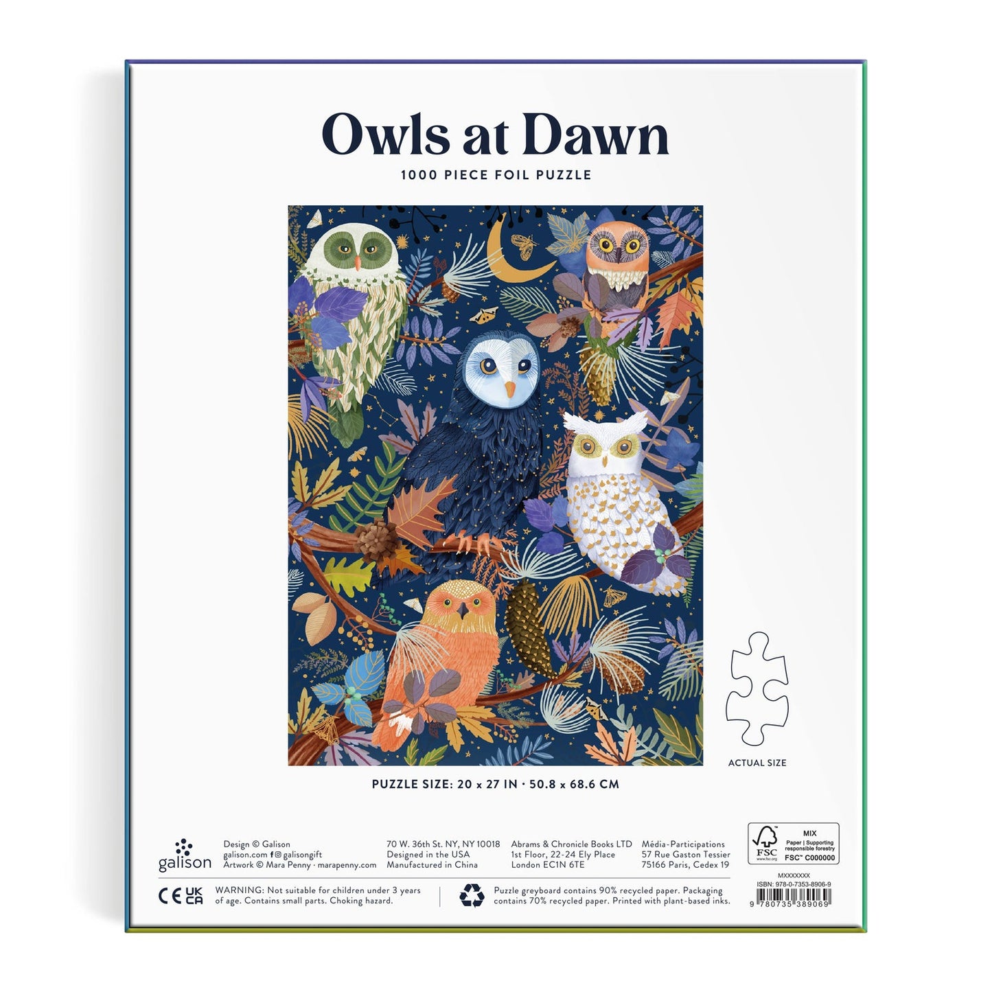 Galison - Owls at Dawn Foil Puzzle - 1000pc