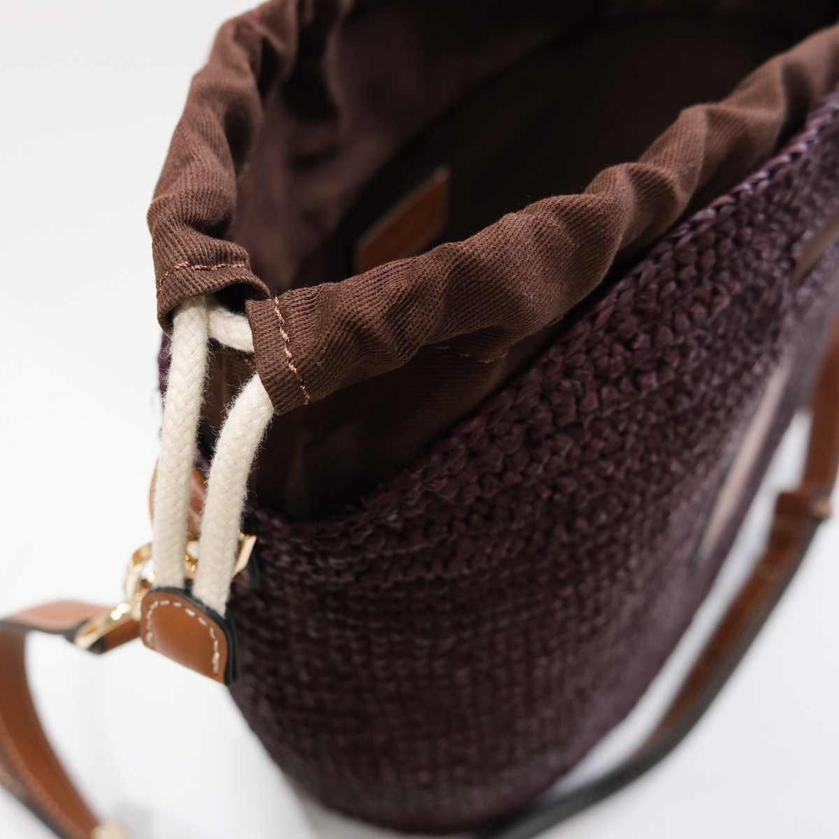 Nim The Label - Leather Trim Raffia BB - Cocoa