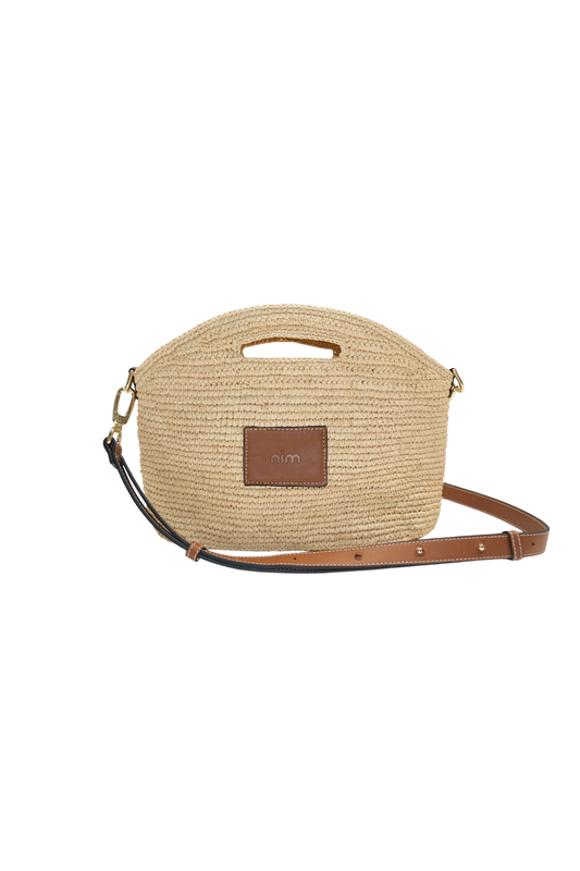 Nim The Label - Leather Trimmed Raffia Mini - Natural