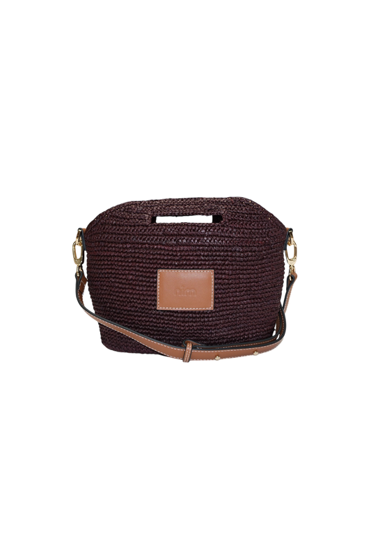 Nim The Label - Leather Trimmed Raffia Mini - Cocoa