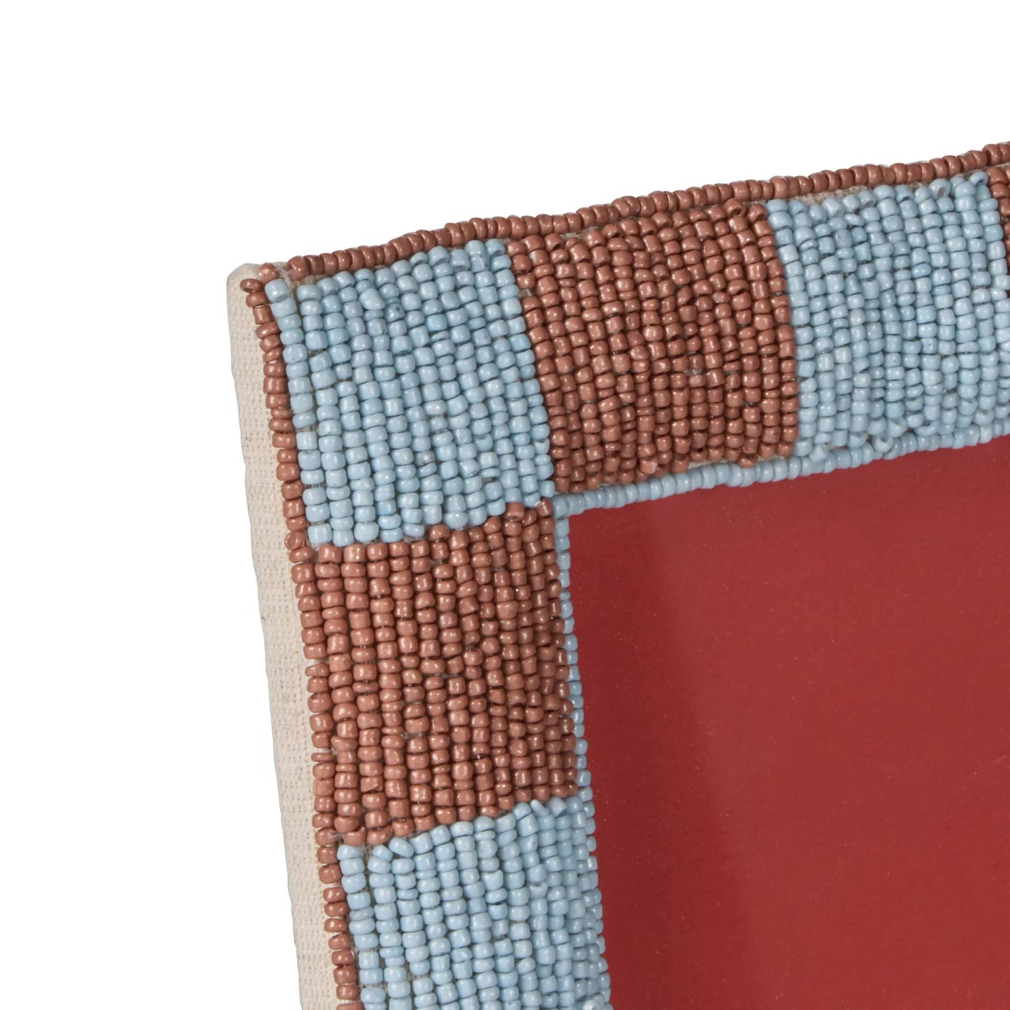 Emporium - Ruby Beaded Check Photo Frame - Blue & Brown