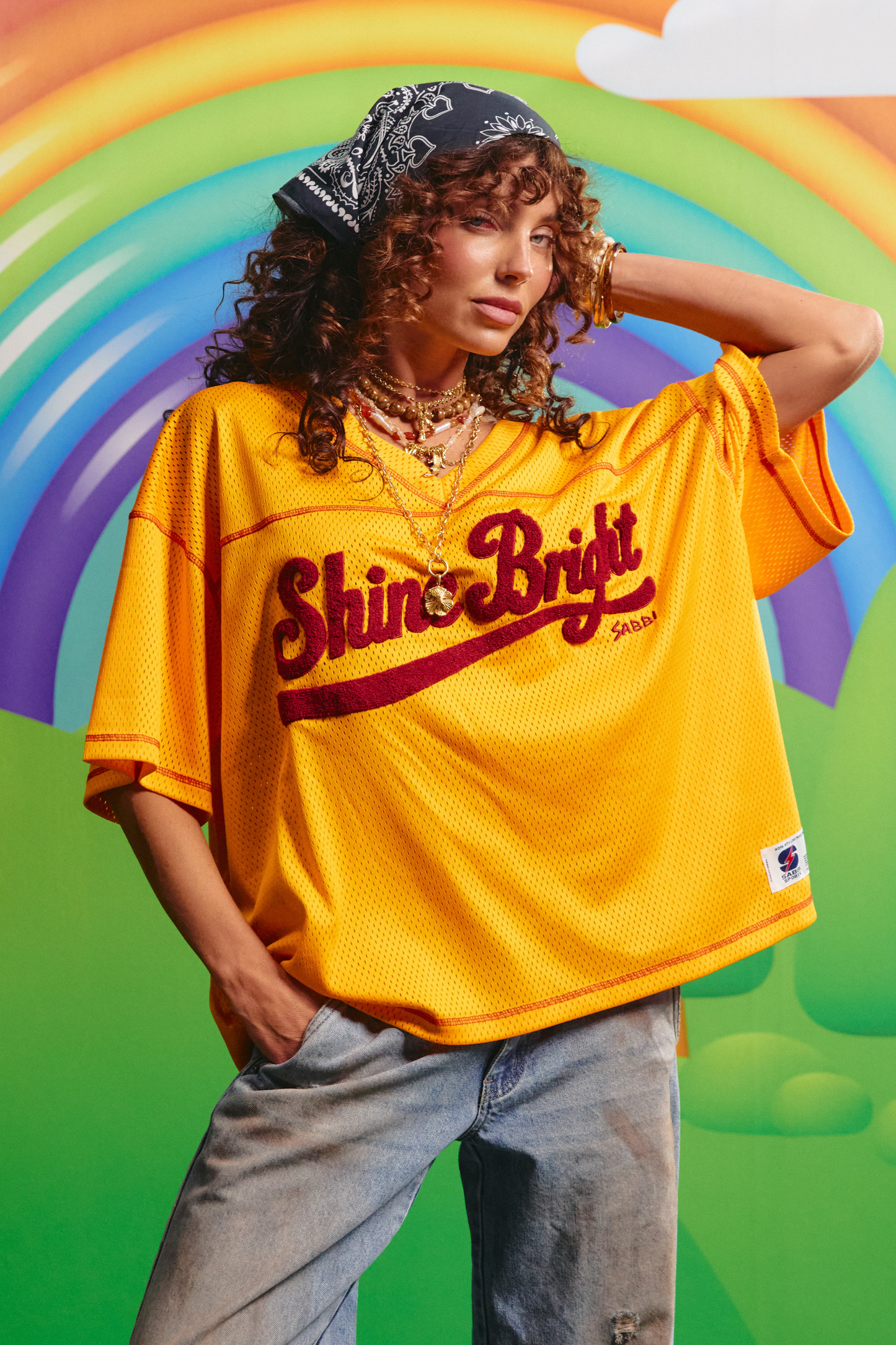Sabbi - THE SHINE BRIGHT MESH TEE - YELLOW