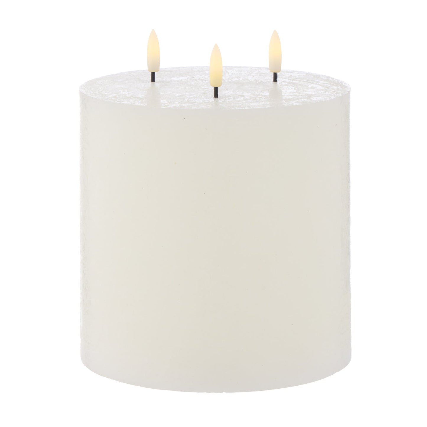 Amalfi - Hughe LED Flickering Pillar Candle - 3 Wick 15x15cm - Rustic White