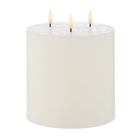 Amalfi - Hughe LED Flickering Pillar Candle - 3 Wick 15x15cm - Rustic White