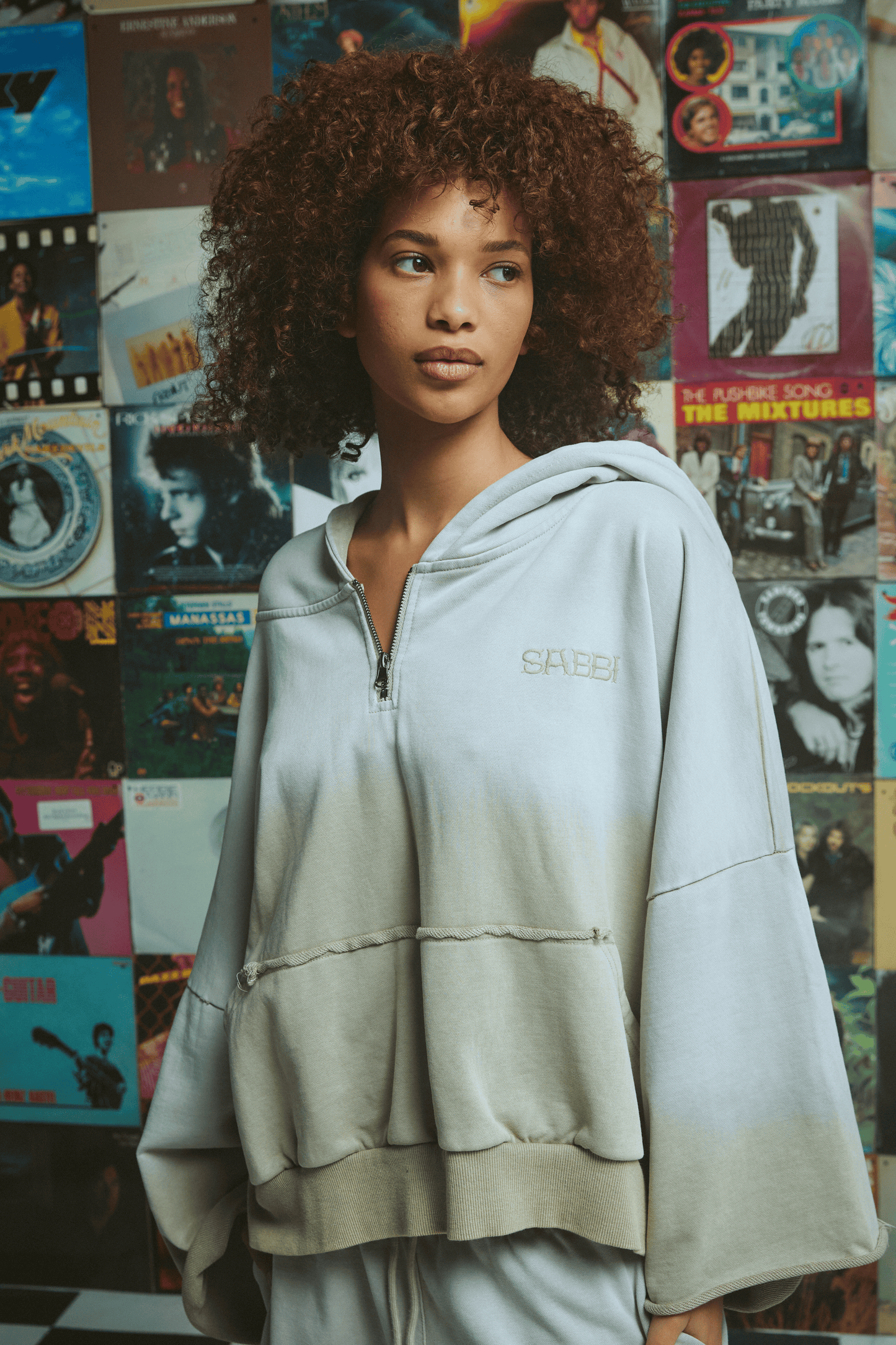 Sabbi - The Half Zip Hoodie - Stone