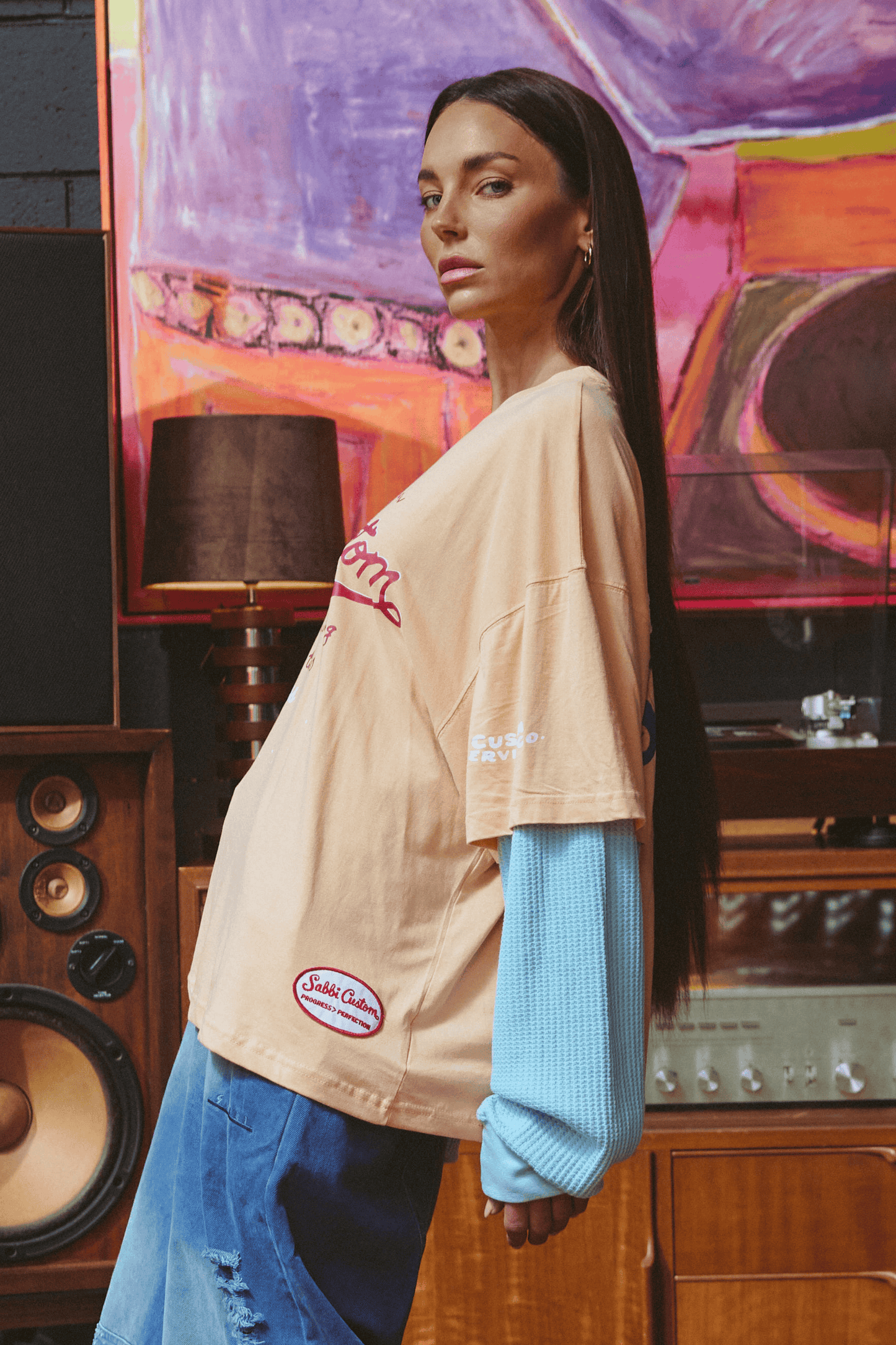 Sabbi - THE LONG SLEEVE SABBI CUSTOM TEE - APRICOT