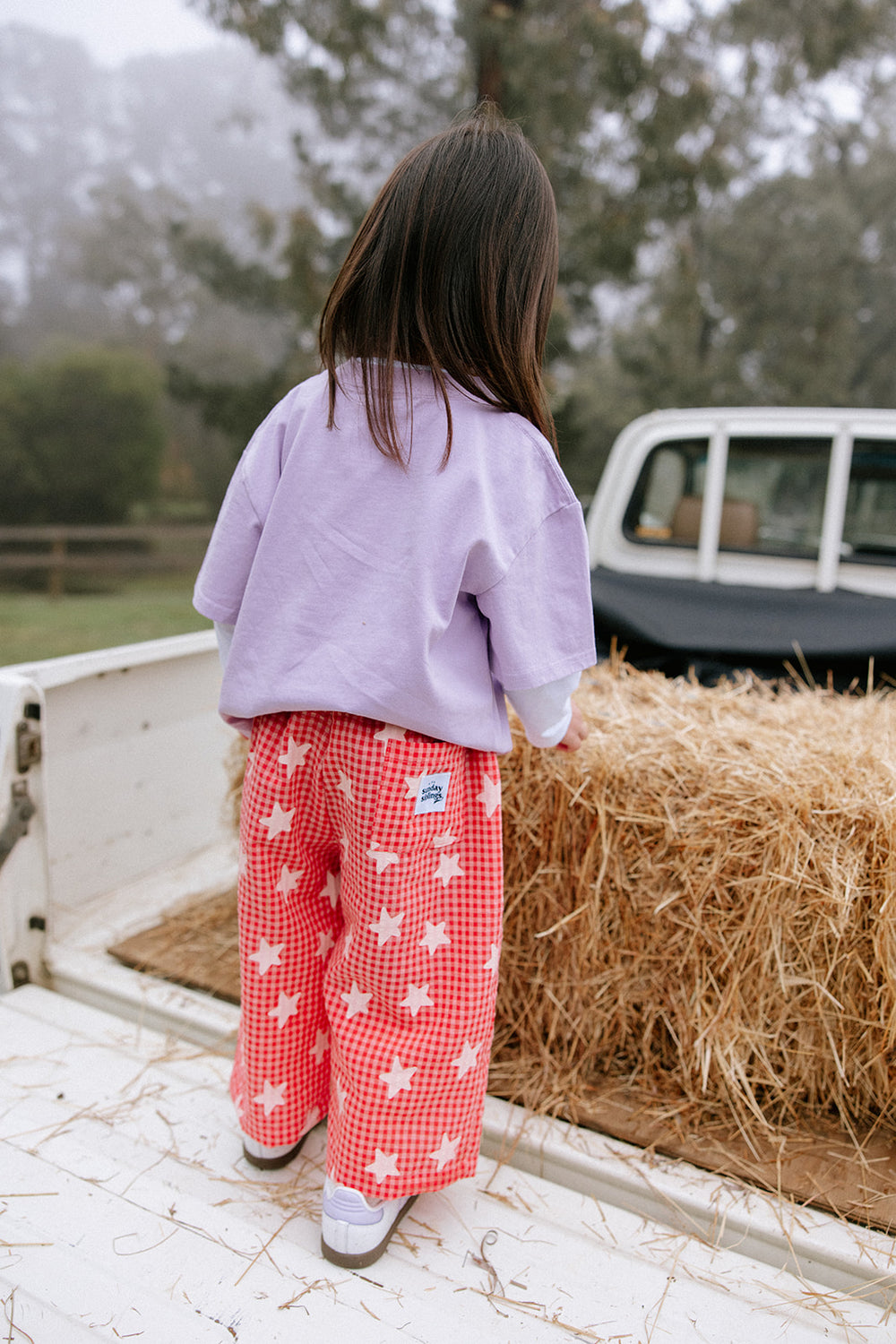 Sunday Siblings - Dusty Star Pants - Pink Gingham