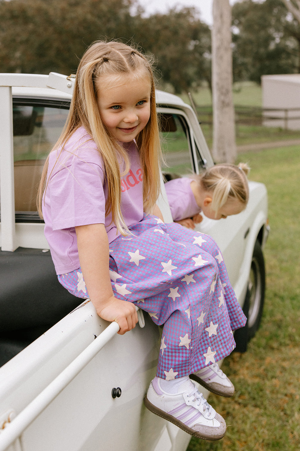 Sunday Siblings - Dusty Star Pants - Purple Gingham