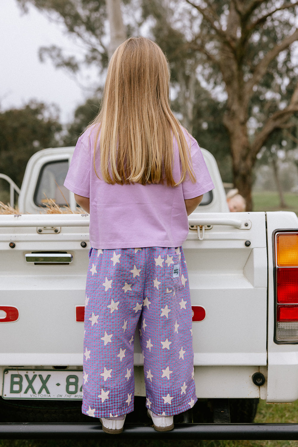 Sunday Siblings - Dusty Star Pants - Purple Gingham