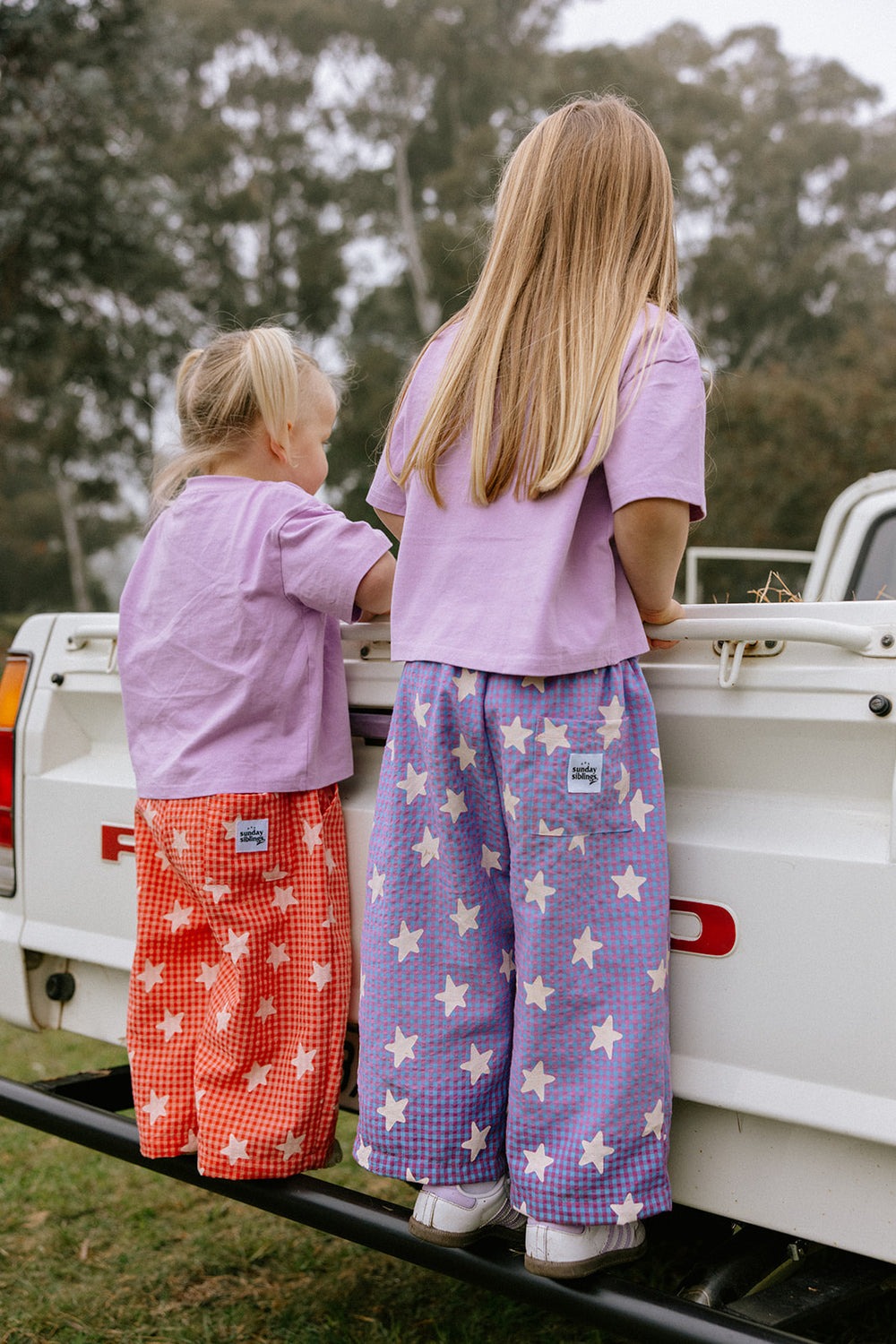 Sunday Siblings - Dusty Star Pants - Pink Gingham