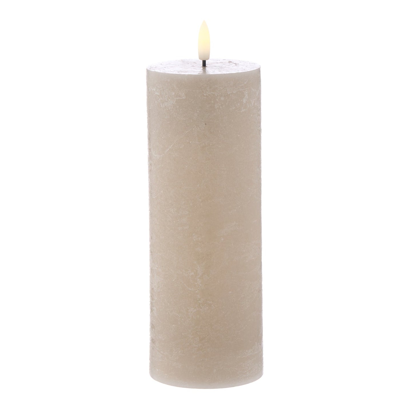 Amalfi - Hughe LED Flickering Pillar Candle - 20cm - Rustic Taupe