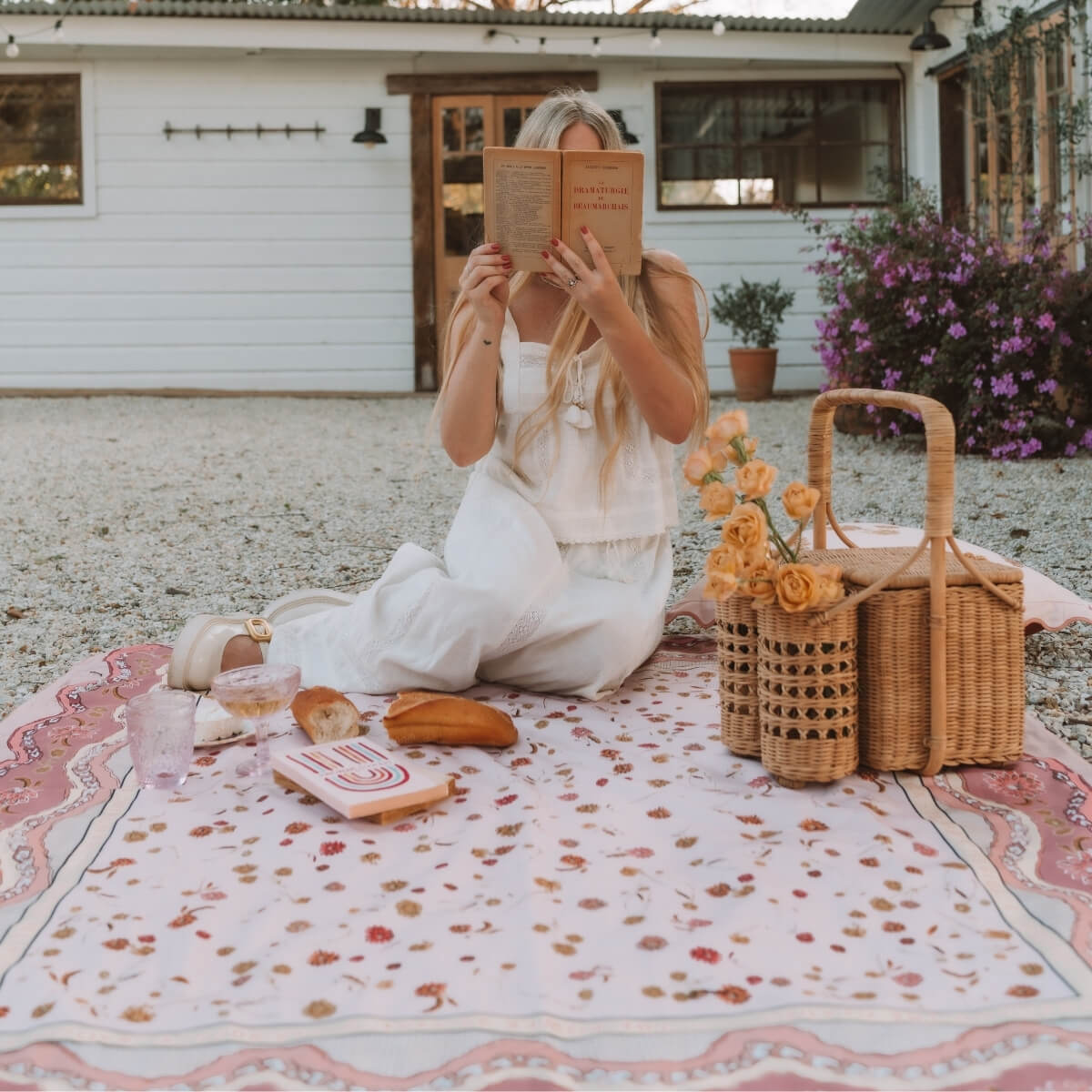Wandering Folk - Dahlia Picnic Rug - Rose