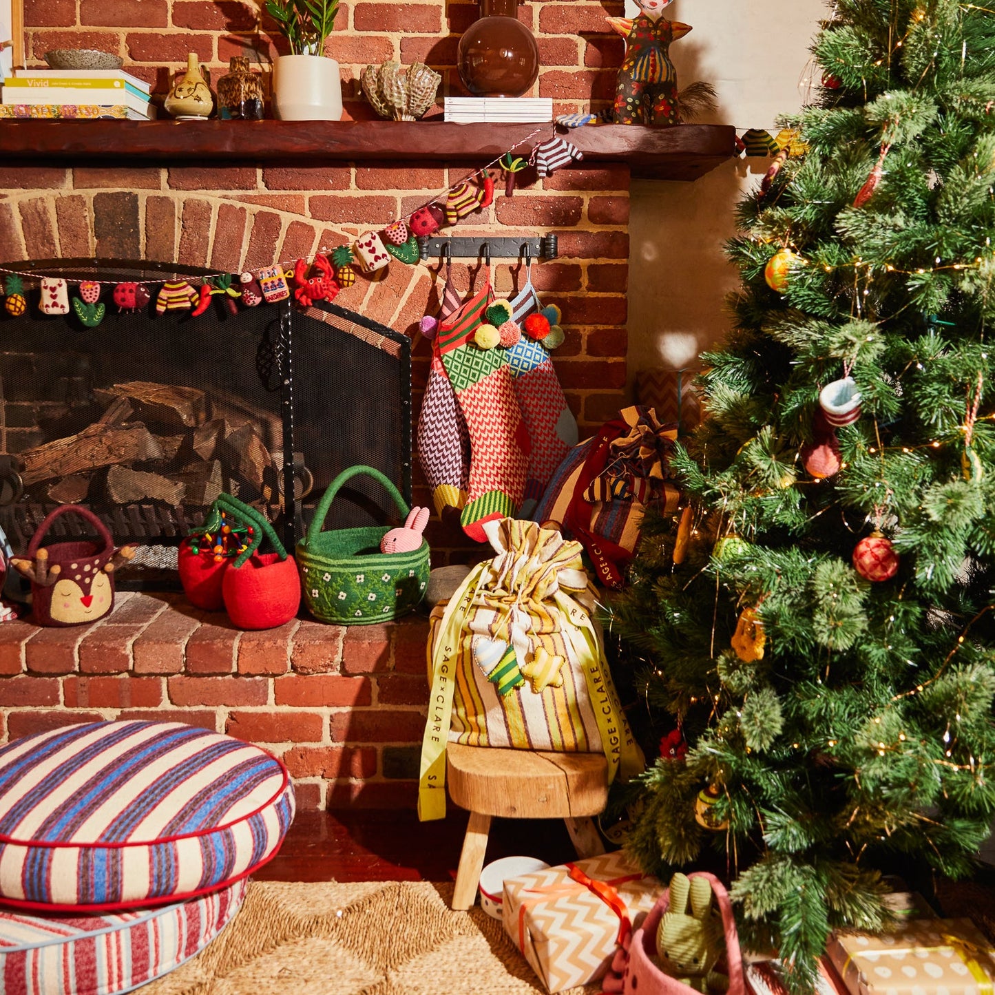 Sage X Clare -  Palmina Knitted Stocking - Crimson