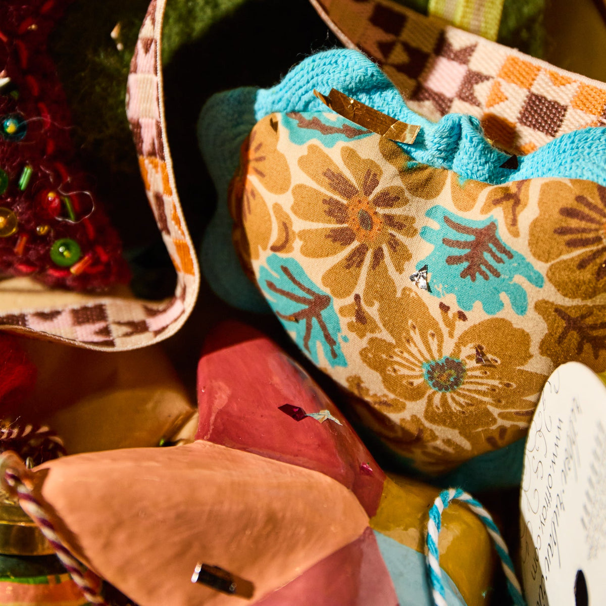 Sage X Clare - Magnolia Cotton Heart Decoration - Turquoise