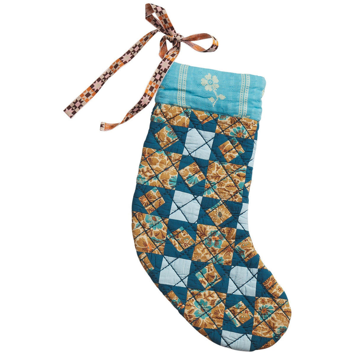Sage X Clare - Magnolia Patchwork Stocking - Turquoise