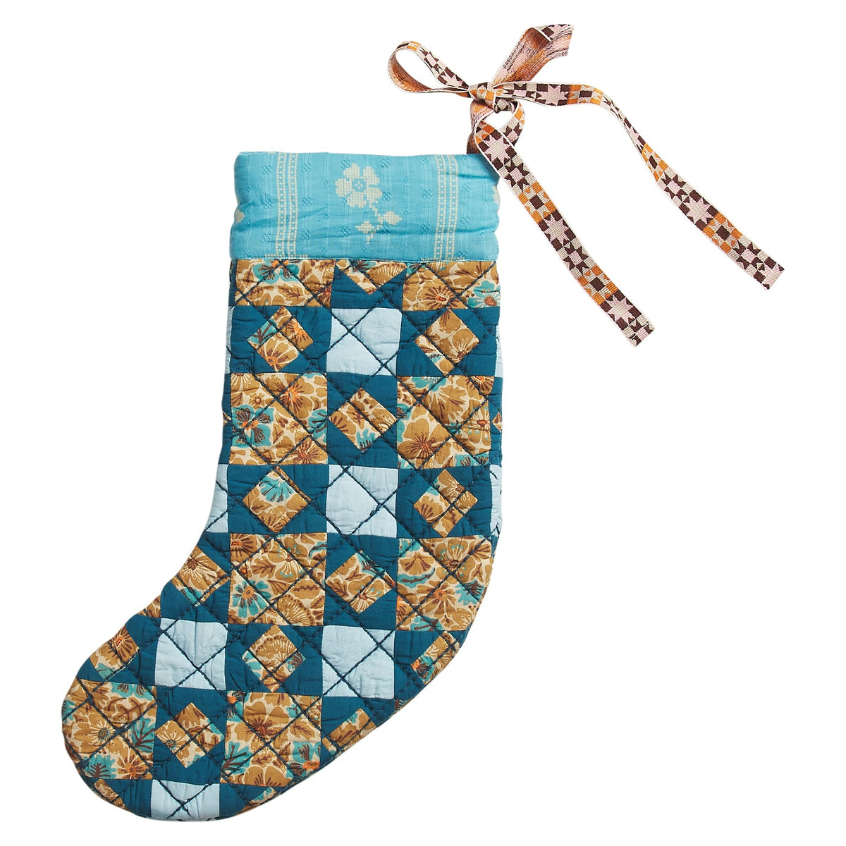 Sage X Clare - Magnolia Patchwork Stocking - Turquoise