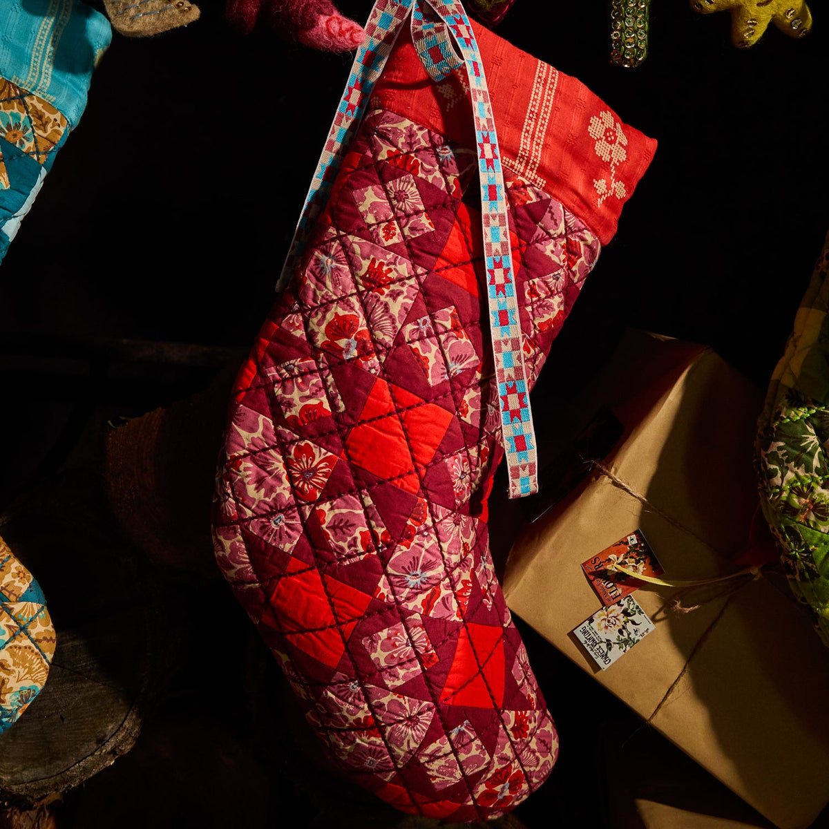 Sage X Clare - Magnolia Patchwork Stocking - Poppy