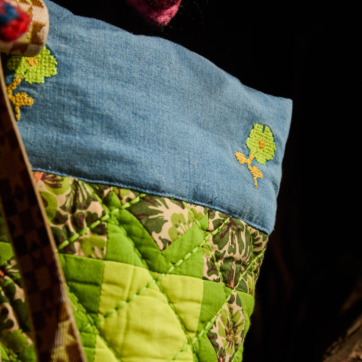 Sage X Clare - Magnolia Patchwork Stocking - Cactus Green
