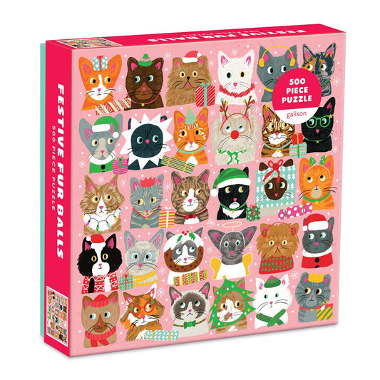 Galison - Festive Fur Balls Puzzle - 500pc