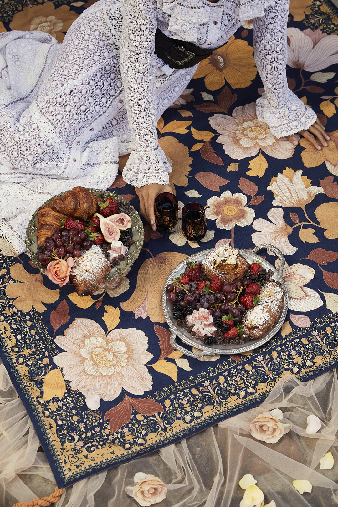 Wandering Folk - Picnic Rug - Grande Fleur - Nightshade