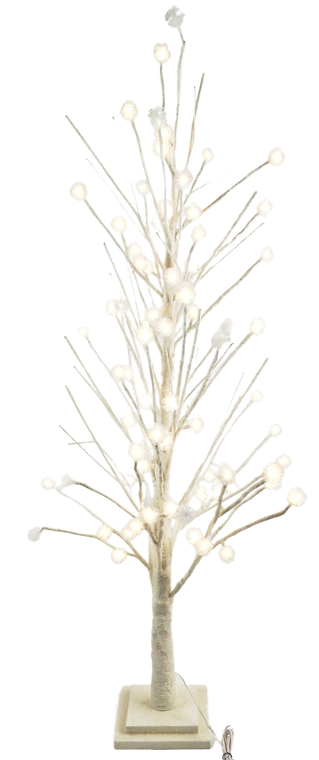 Glitter Pom Pom Tree - White - 120CM