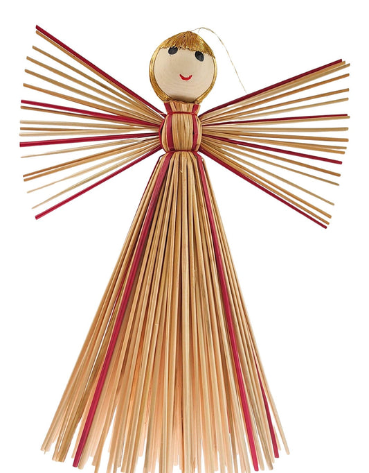 Straw Angel Hanging - Red + Natural